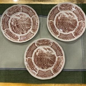 VINTAGE Set of 3 Fair Winds Plates Alfred Meakin STAFFORDSHIRE ENGLAND